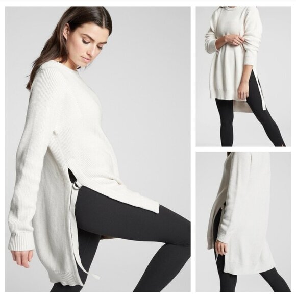 ATHLETA Solid White Chunky Knit West End Tunic Sweater - Picture 8 of 8